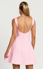 High Neck Backless Dress in Pink