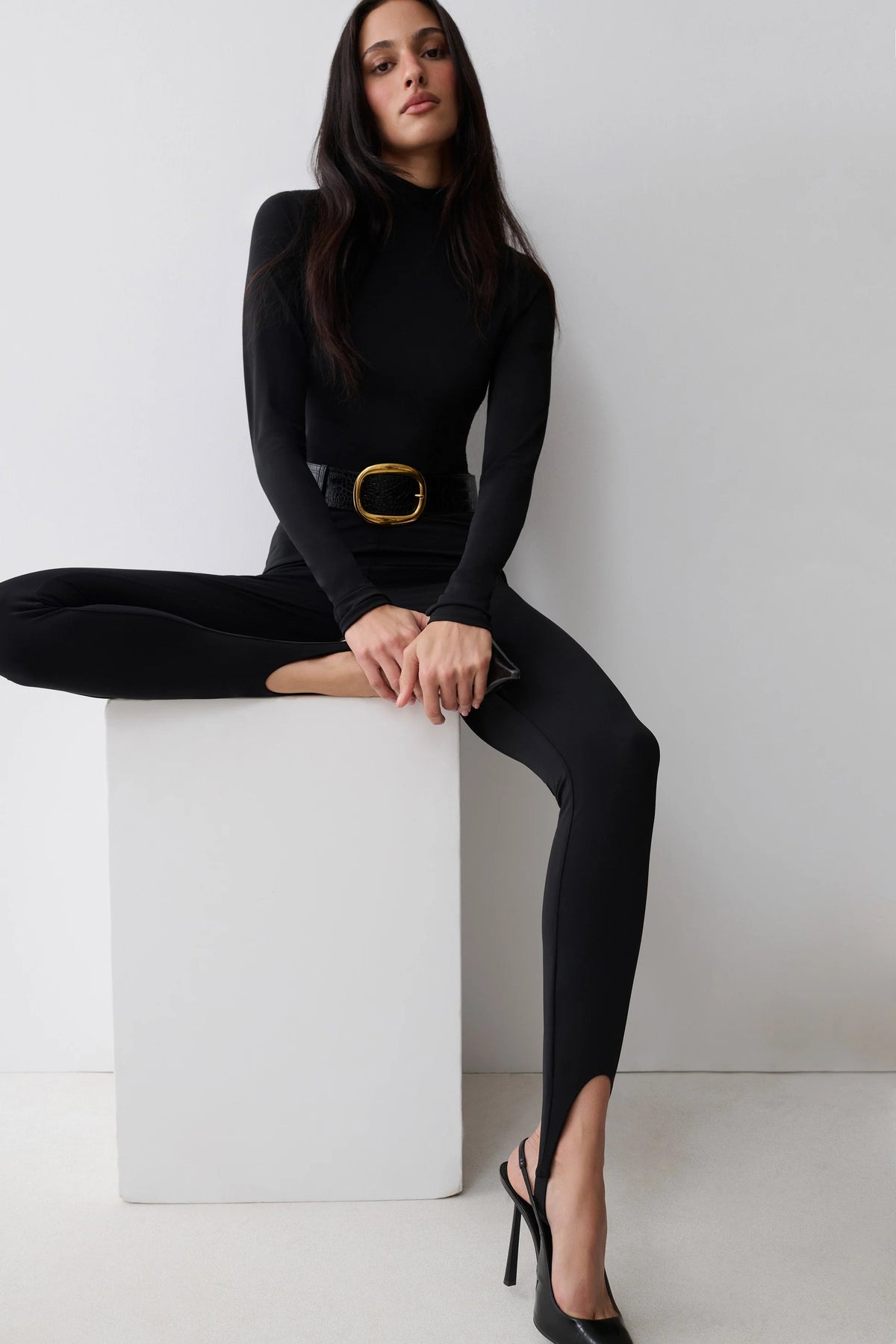Jersey Stirrup Leggings - Black