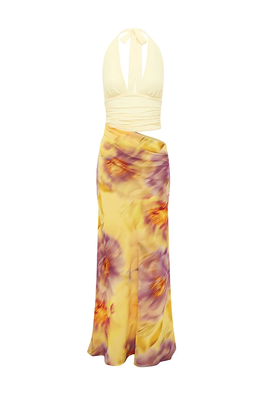 ALEXIS HALTER CUT OUT MAXI DRESS - SURI YELLOW