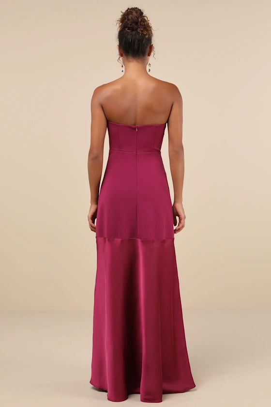 Compelling Style Plum Purple Strapless A-Line Maxi Dress