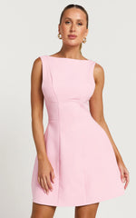 High Neck Backless Dress in Pink