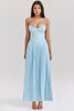 ocean blue pleated maxi dress