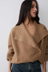 Blouson Knit Cardigan - Camel
