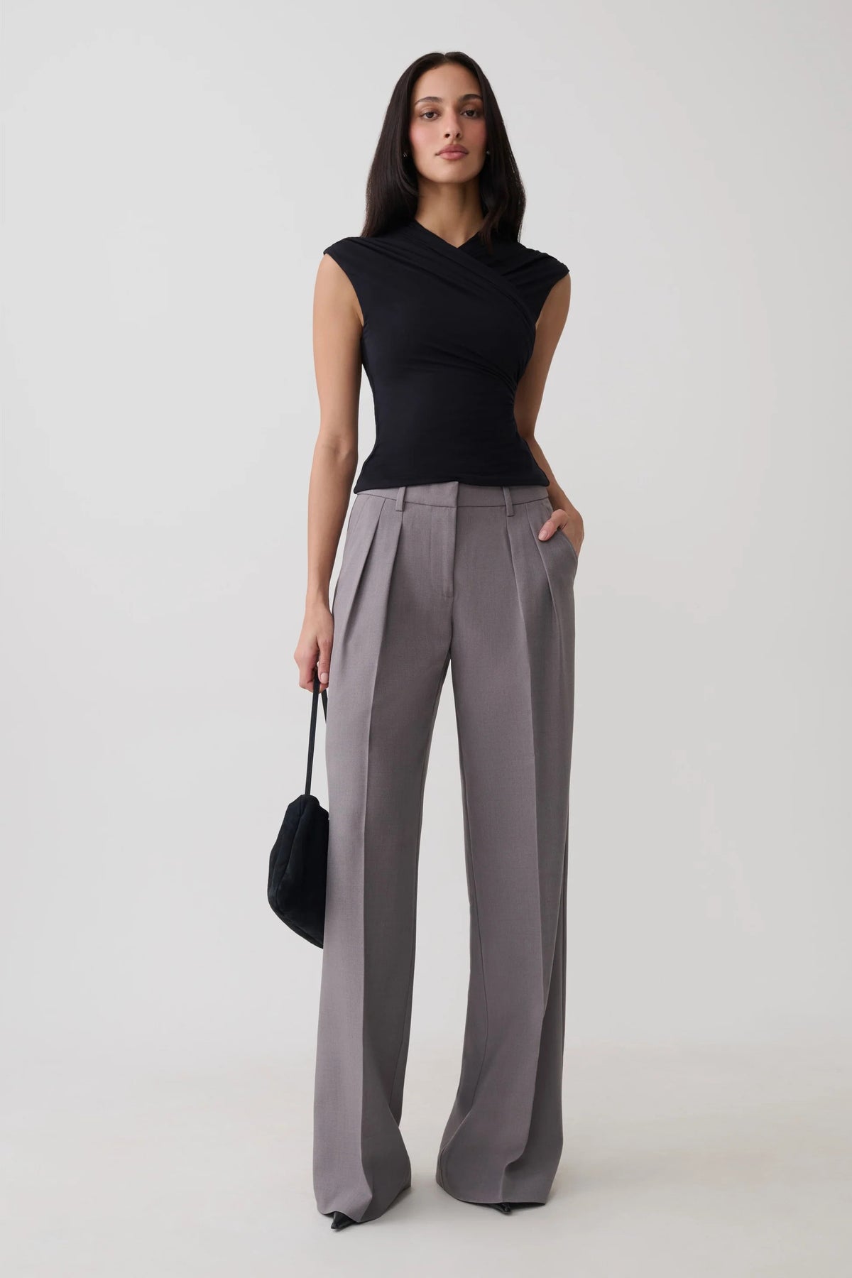 Crossover Jersey Top - Black