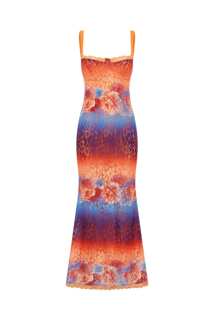 SERINA LACE MAXI DRESS - NADIA PINK OMBRE