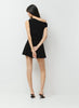 Drapey jersey one-shoulder micro black dress