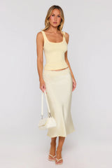 Fashion Week Feeling Satin Midi Skirt Butter