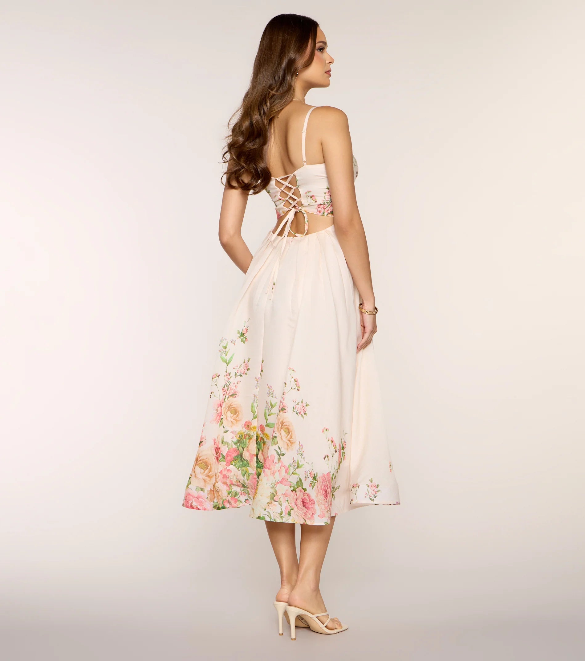 Courtney Floral Lace-Up Formal Dress