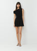 Drapey jersey one-shoulder micro black dress