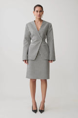 Tweed Midi Skirt - Houndstooth
