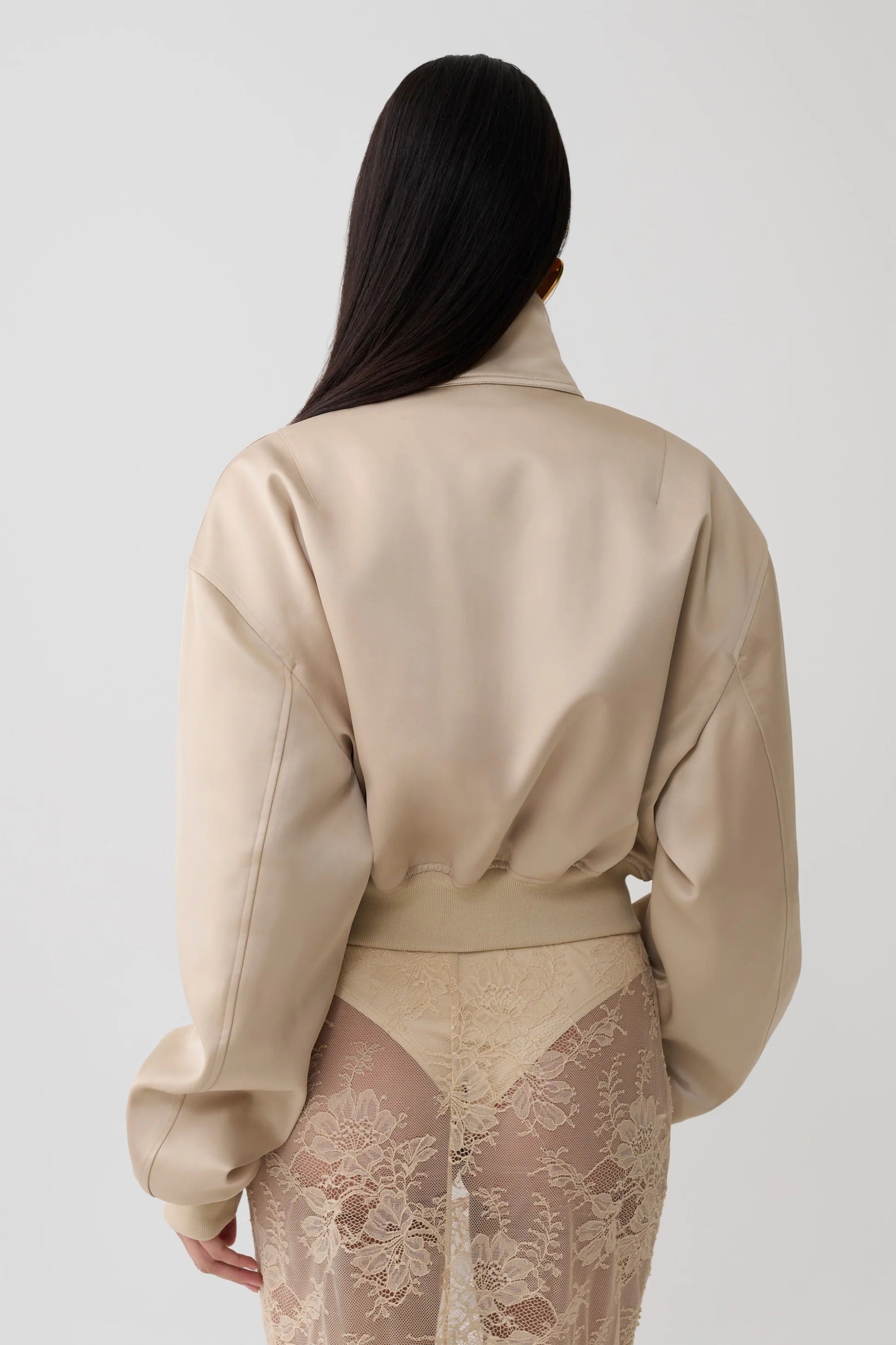 Satin Bomber Jacket - Blush Rose Gold