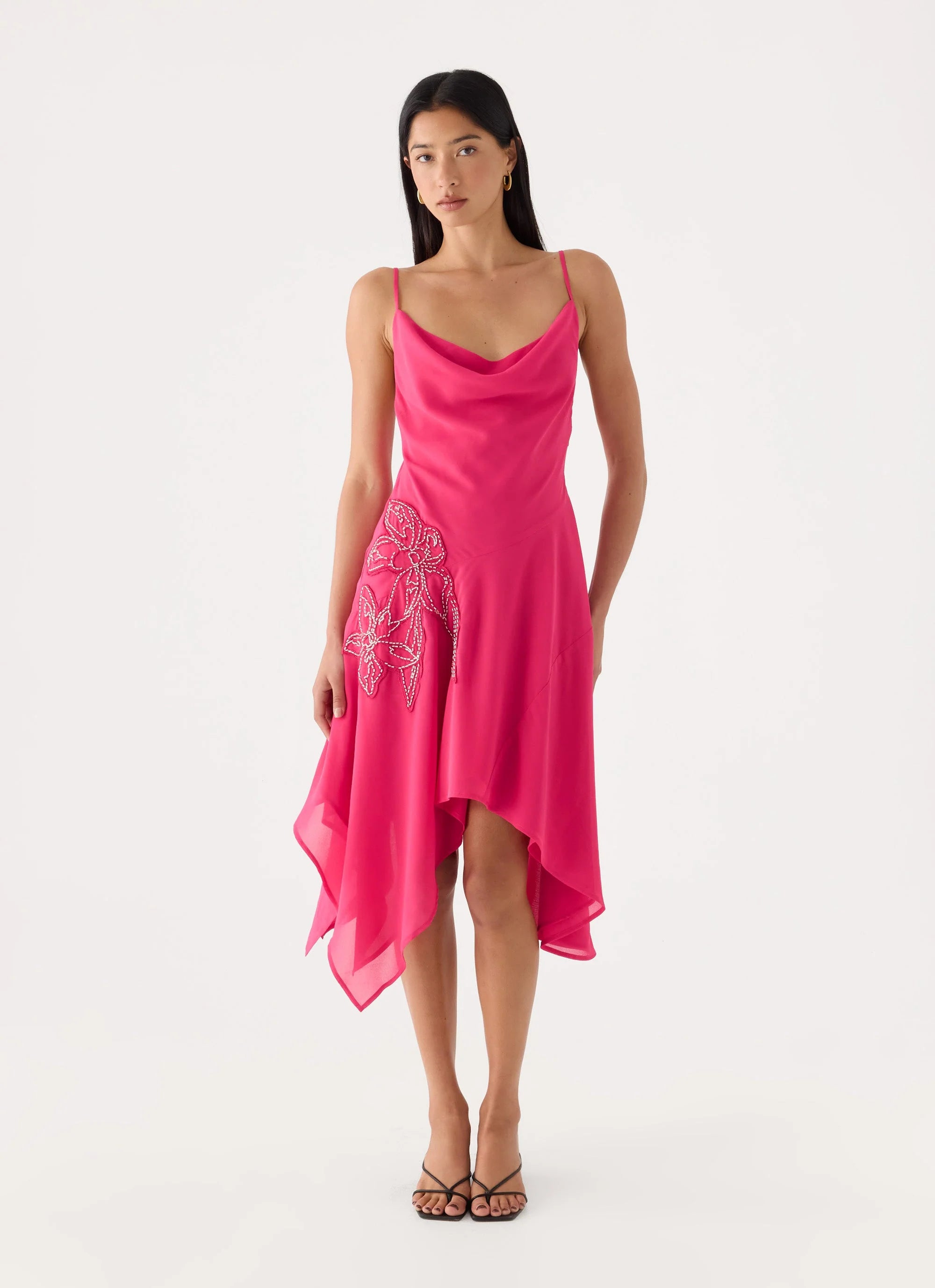 Pirama Beaded Midi Dress - Fuchsia