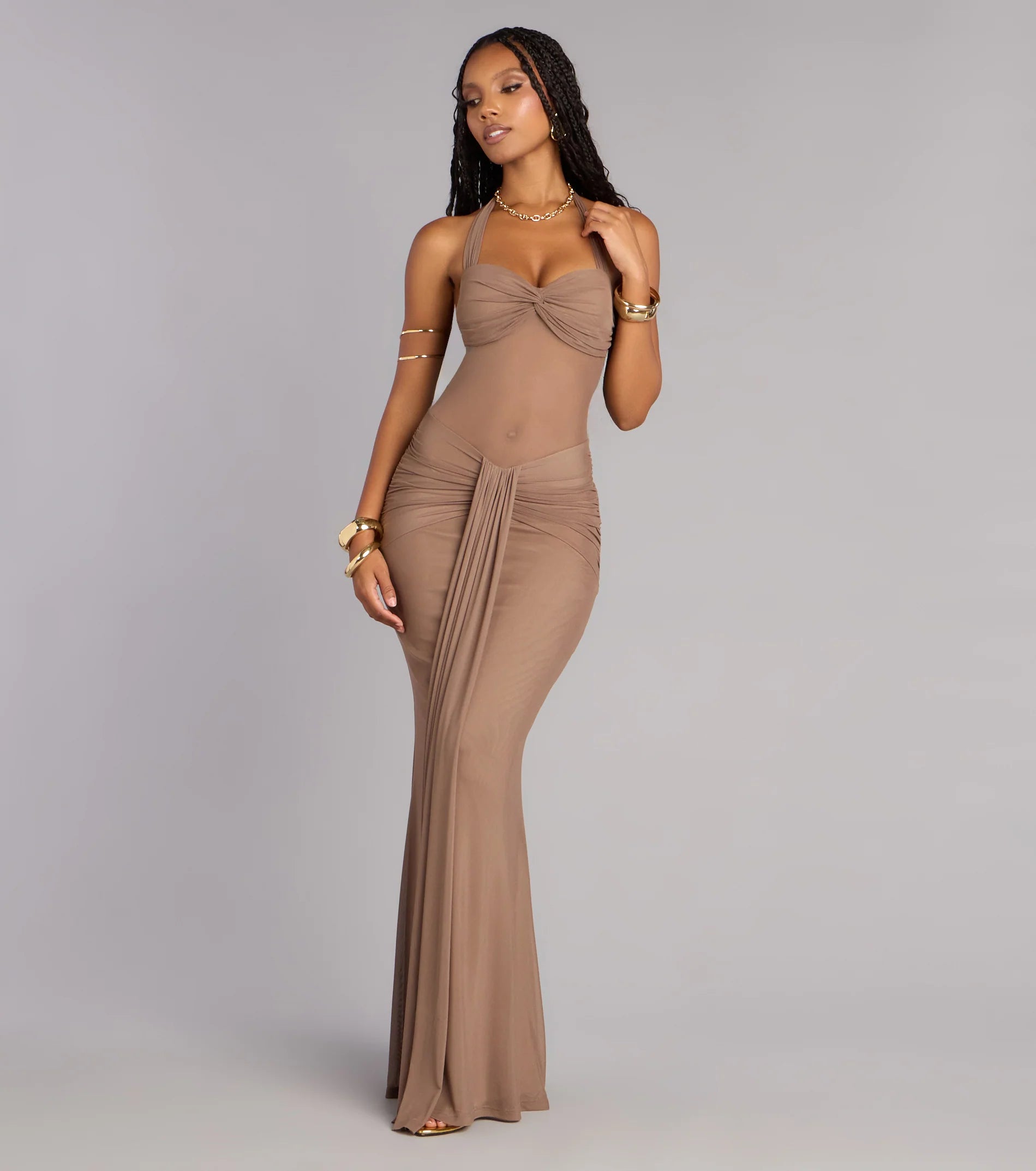 Tori Mesh Mermaid Formal Dress