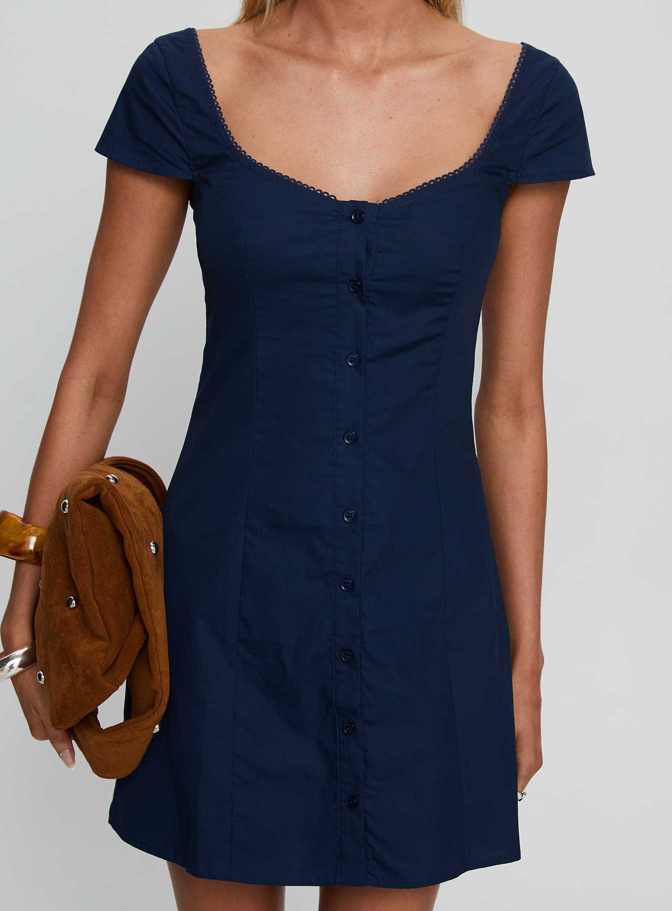 Marisella Button Down Mini Dress Navy