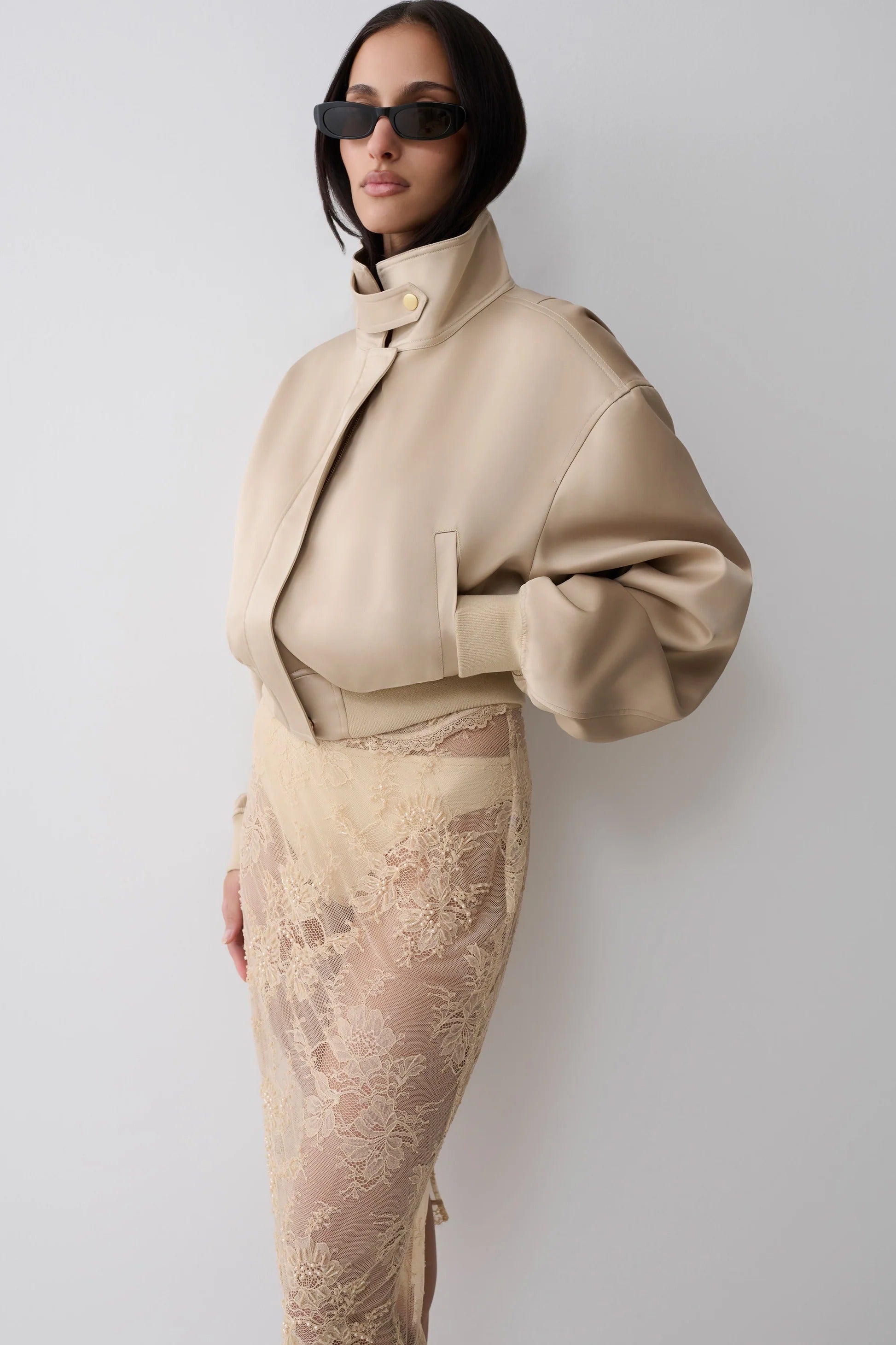 Satin Bomber Jacket - Blush Rose Gold