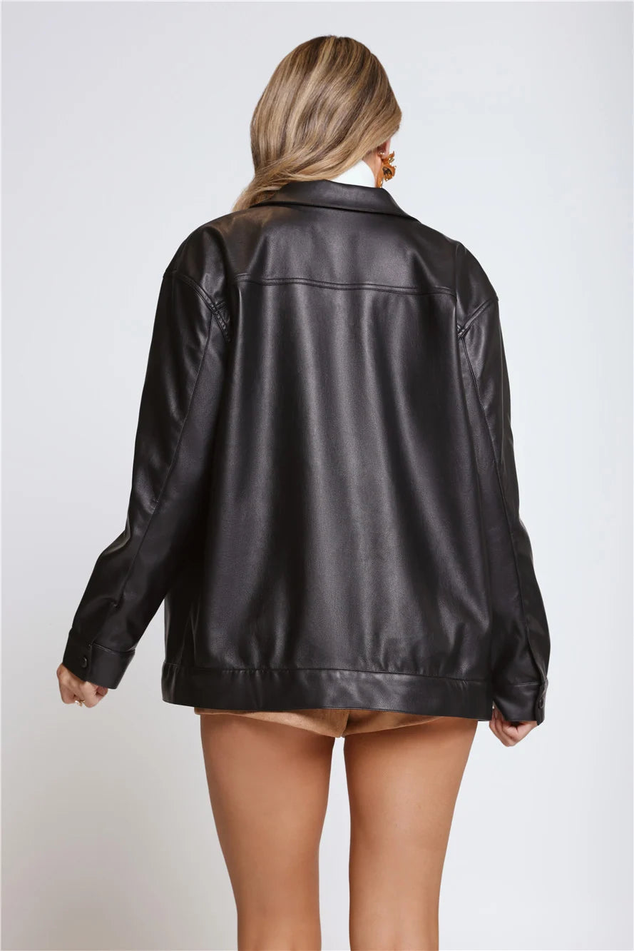 Kendall Faux Leather Shacket Black