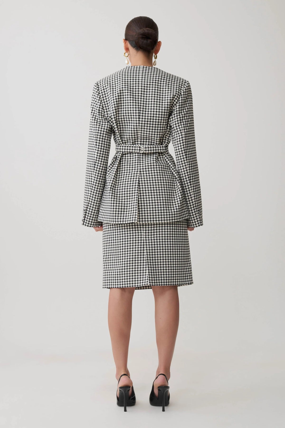 Tweed Midi Skirt - Houndstooth