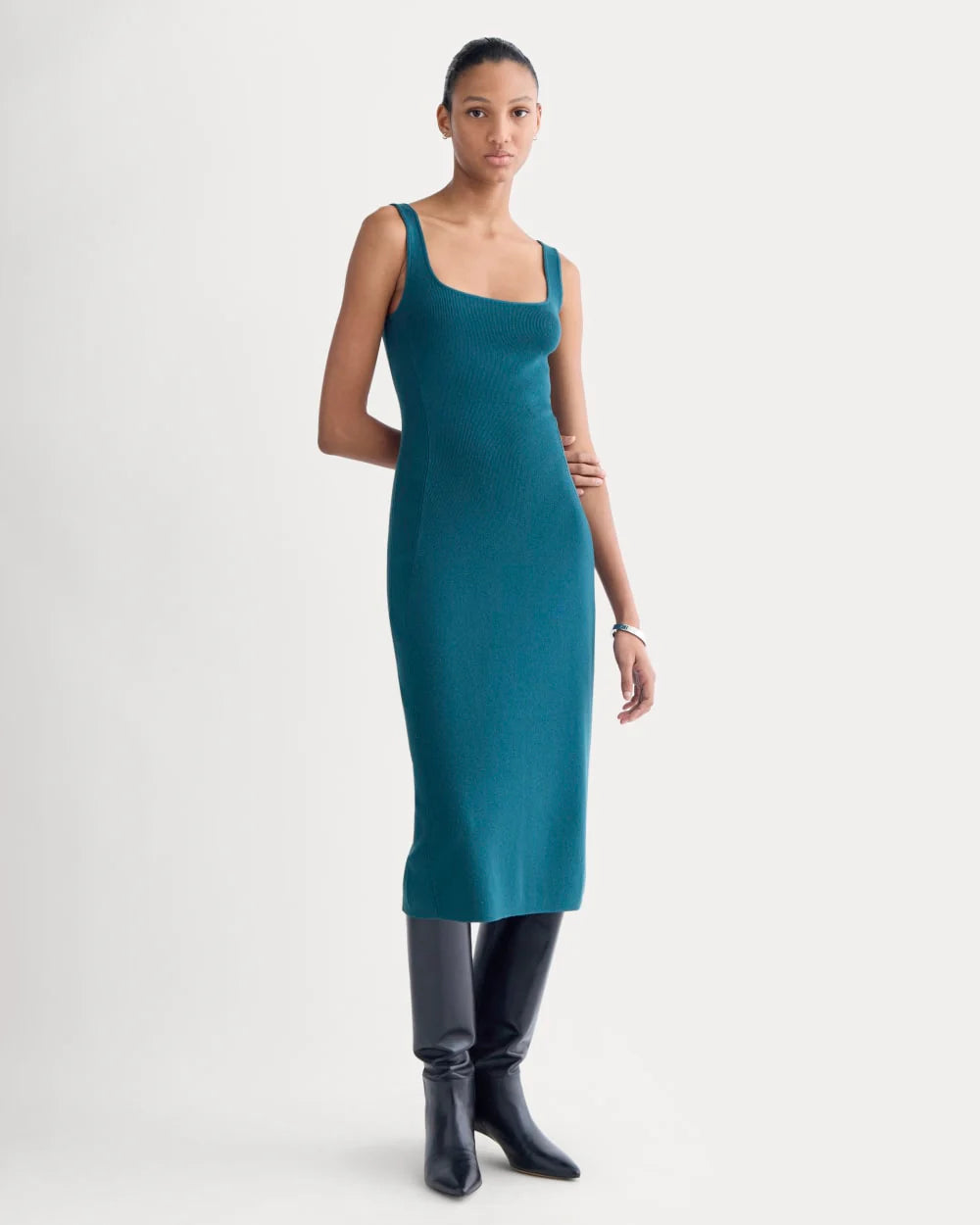 Knit Square-Neck Midi Dress | Reflecting Pond