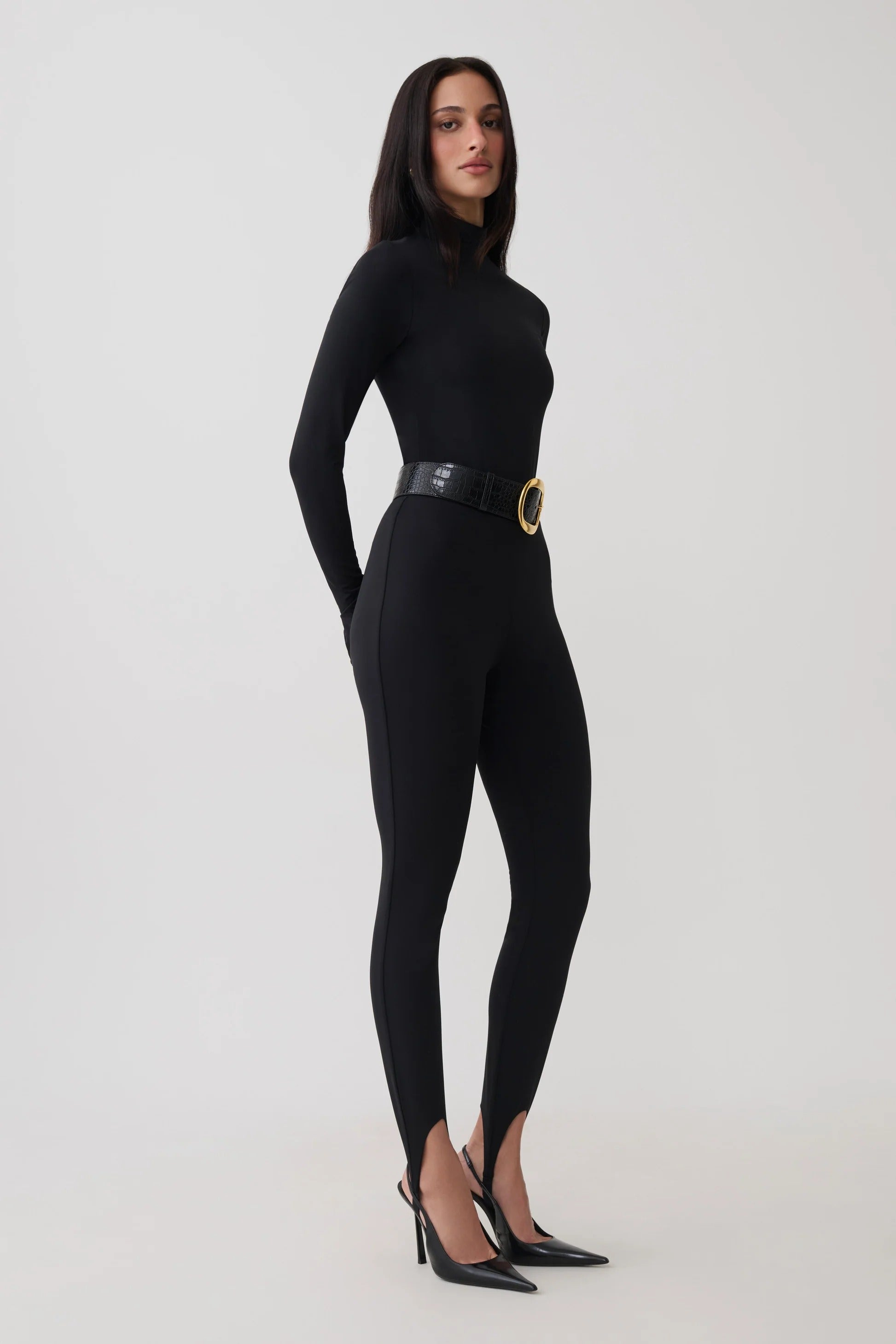 Jersey Stirrup Leggings - Black
