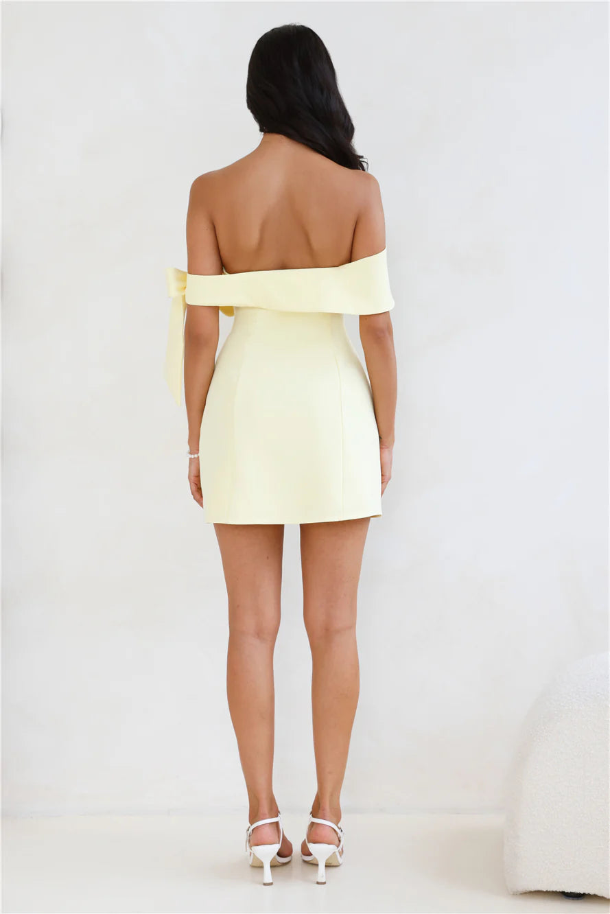 Seashell Dream Off Shoulder Mini Dress Yellow