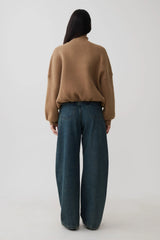Blouson Knit Cardigan - Camel