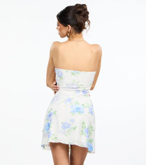 Plans In Bloom Floral Beaded A-Line Mini Dress