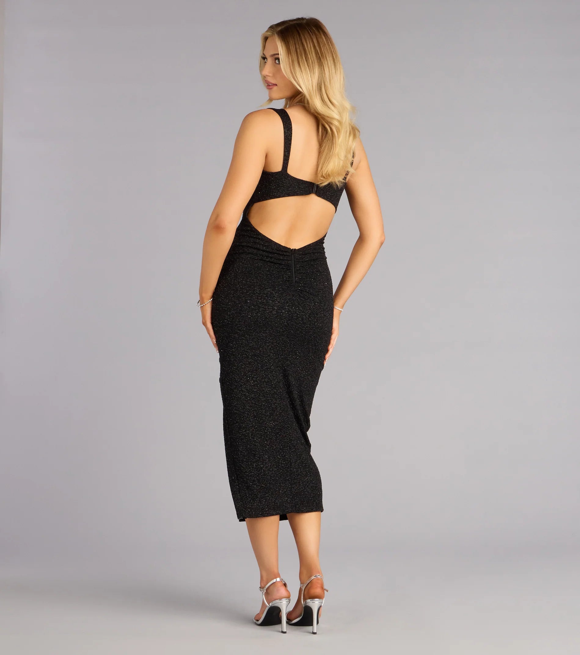 Savannah Glitter Cutout Midi Formal Dress