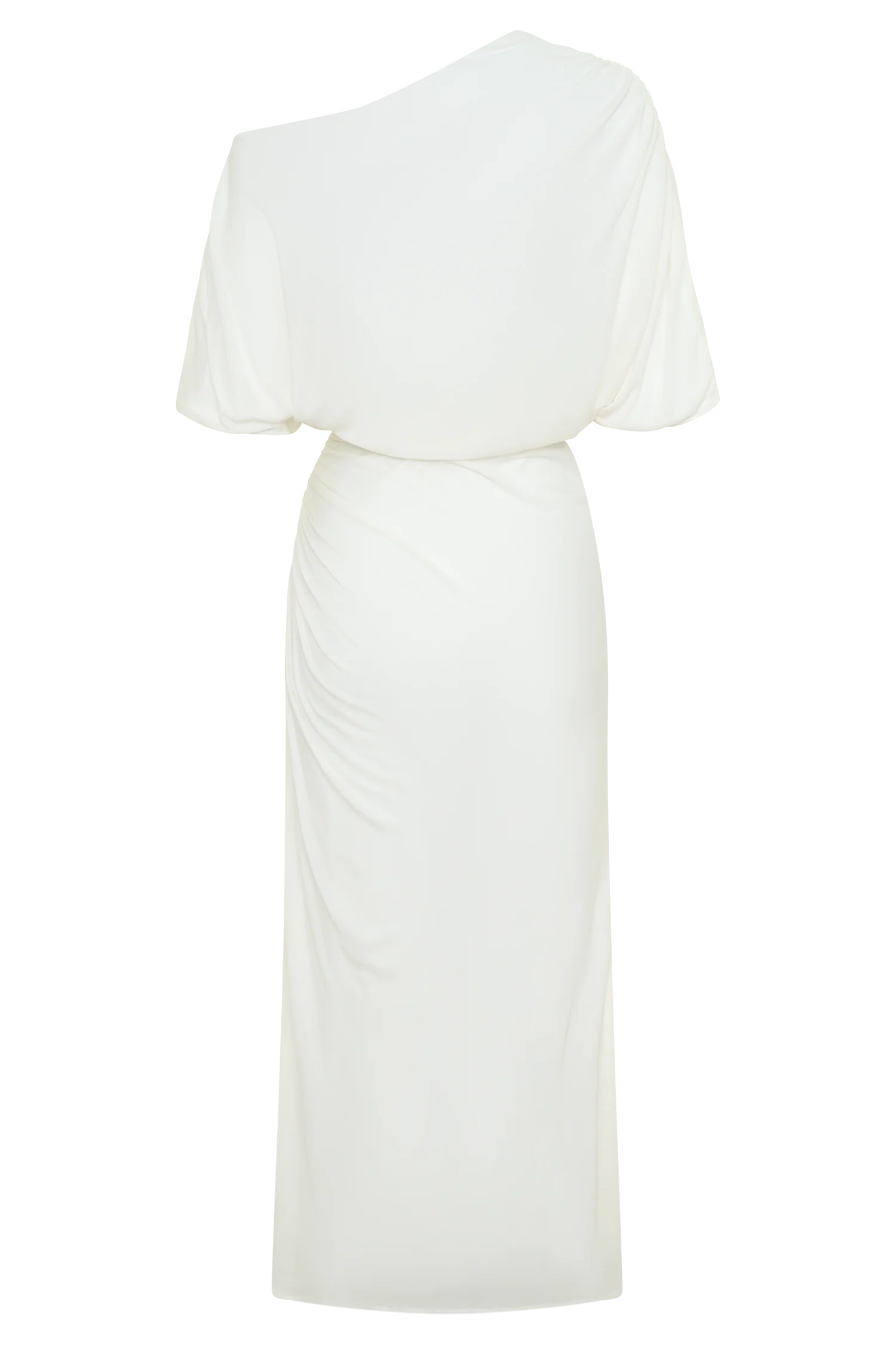Alva Wool Lyocell Draped Midi Dress - White