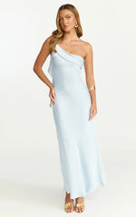 One Shoulder Slip Dress in Pale Blue
