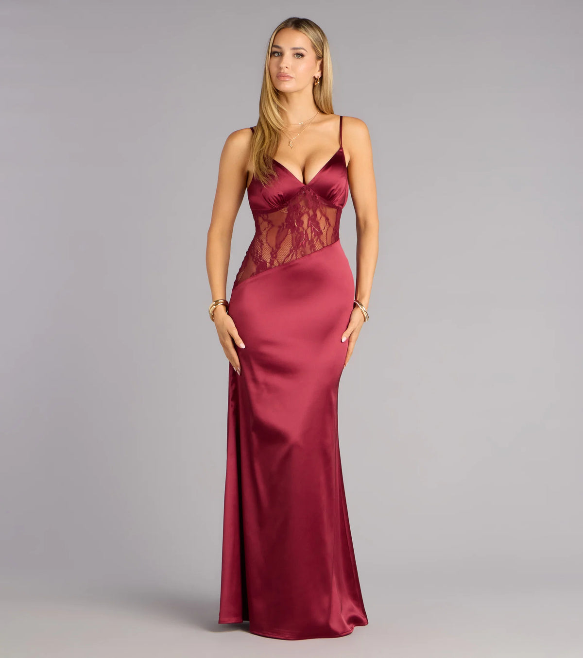 Angelica Lace Satin Mermaid Formal Dress