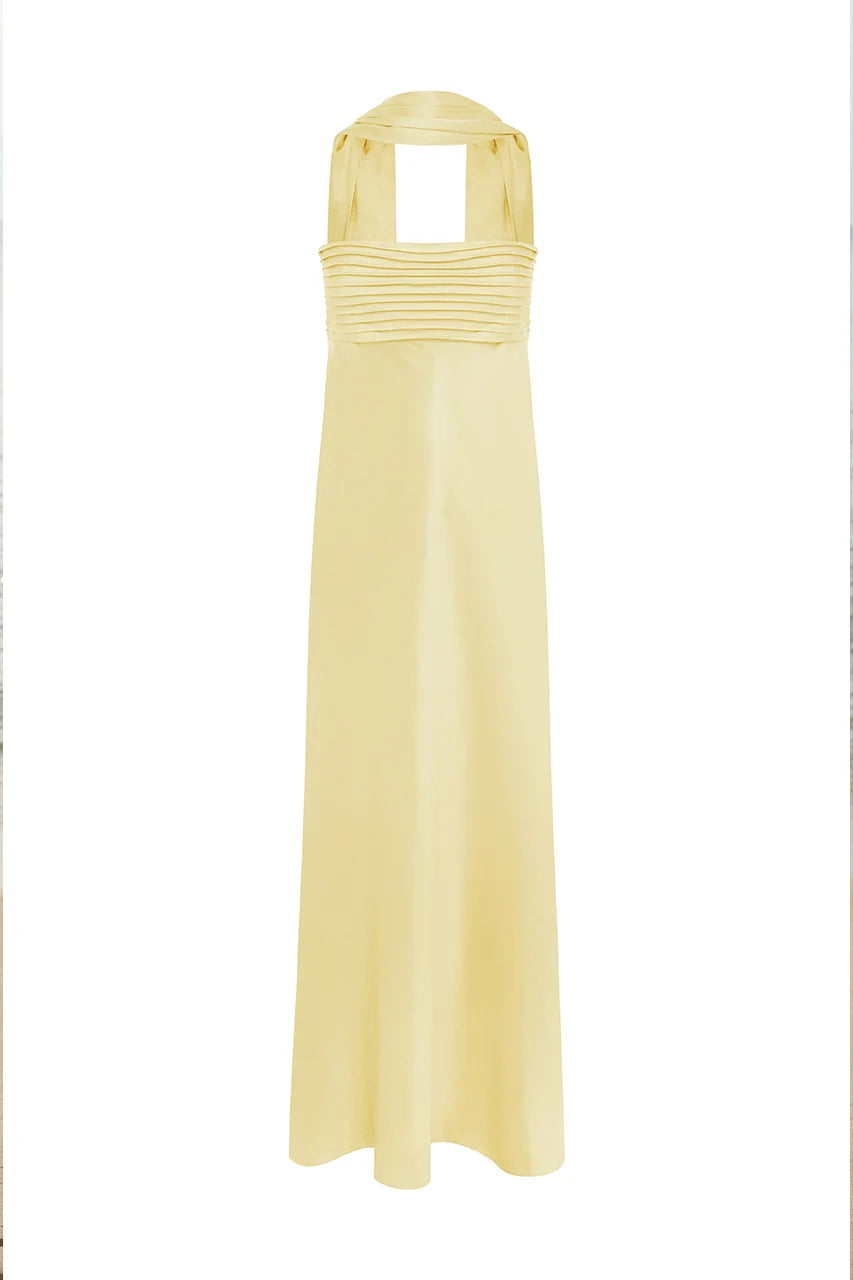 ELSA STRAPLESS SCARF MAXI DRESS - LEMON
