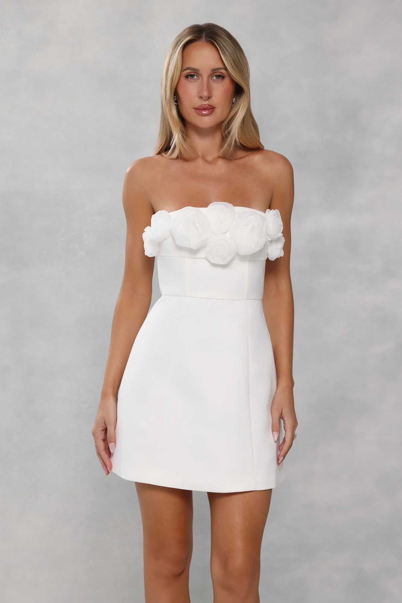 Wild Rose Affair Strapless Mini Dress White