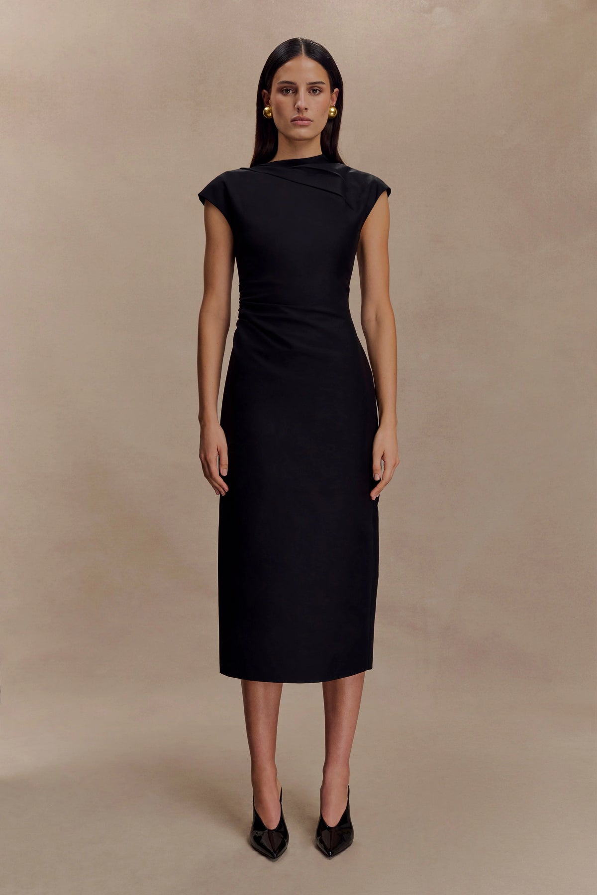 Lorena Cotton Midi Dress - Black