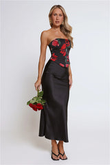 Satin Slip Maxi Skirt Black