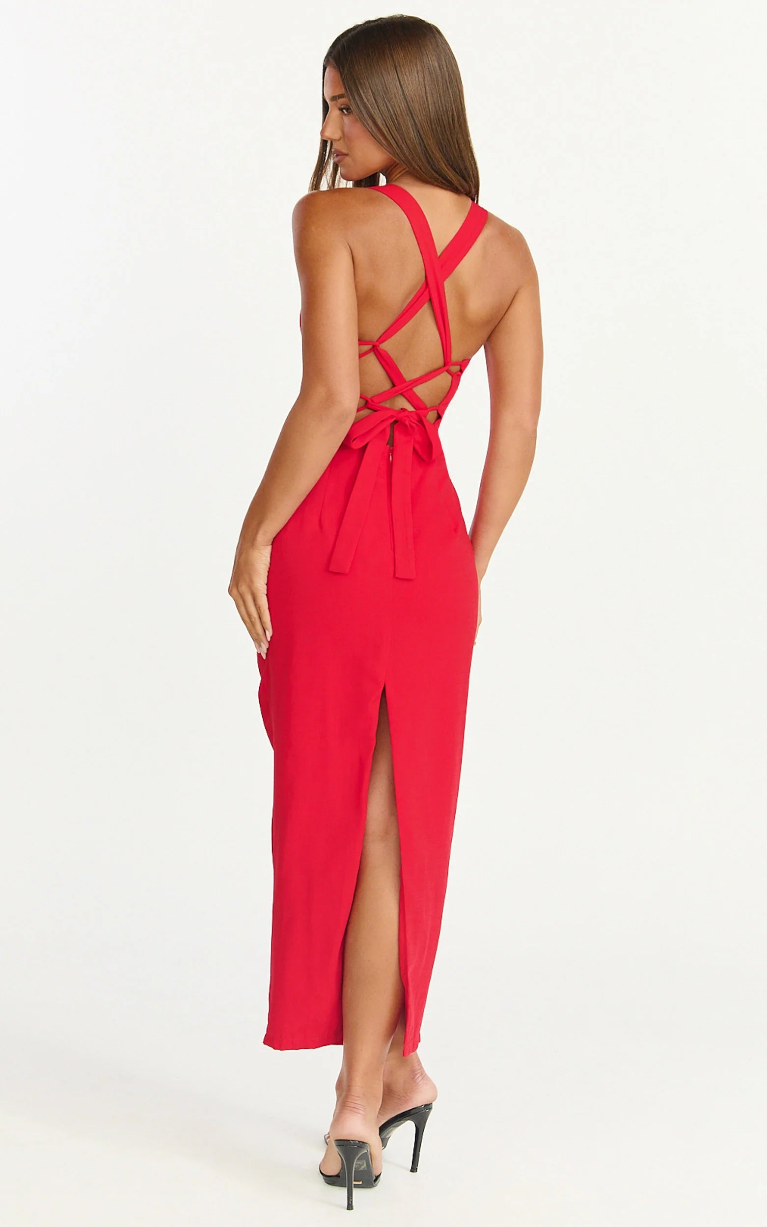 V Neck Corset Top Bodycon Dress in Red