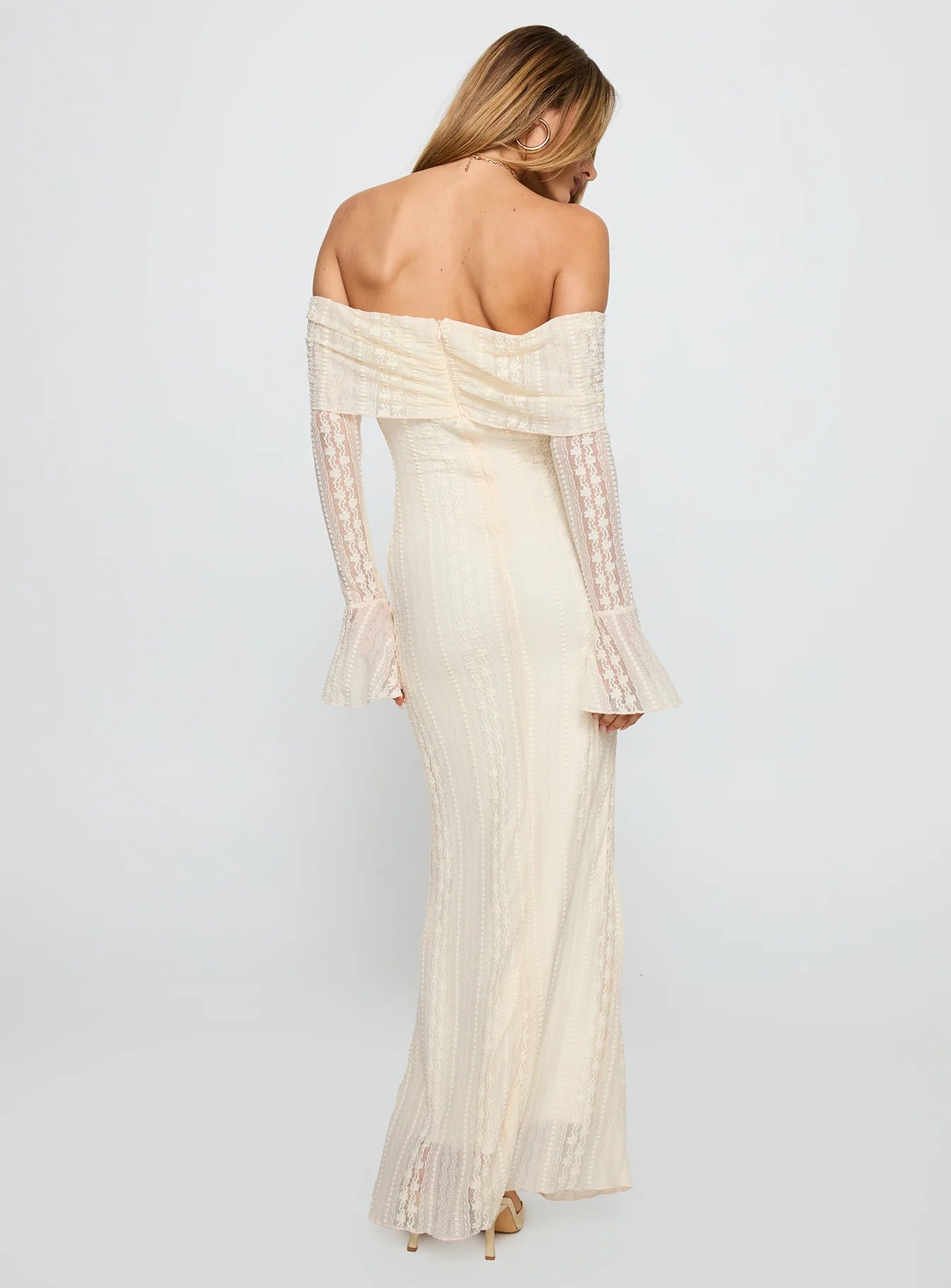Perdita Long Sleeve Lace Maxi Dress Cream