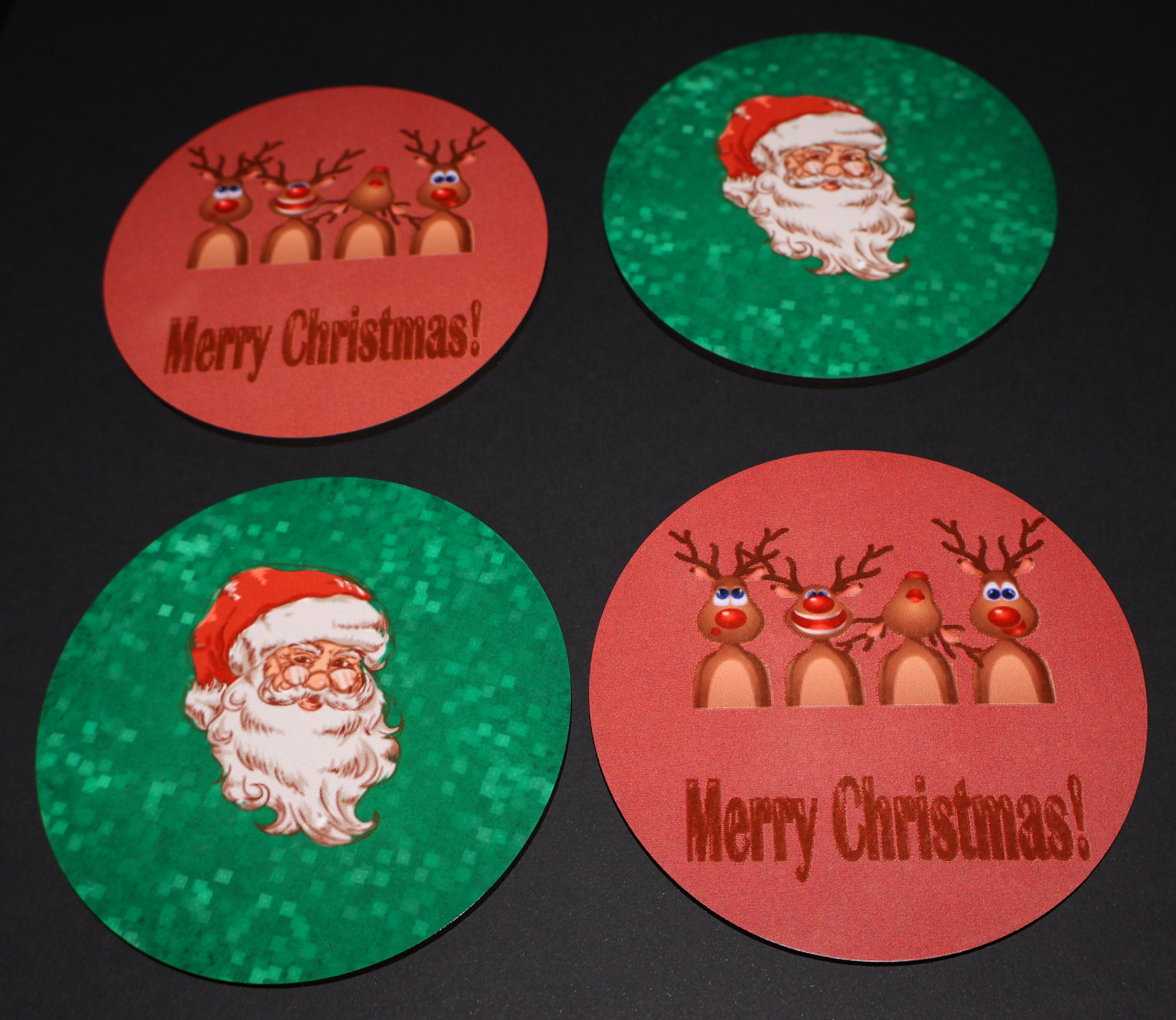 Timber Christmas Coasters - Round 4pk