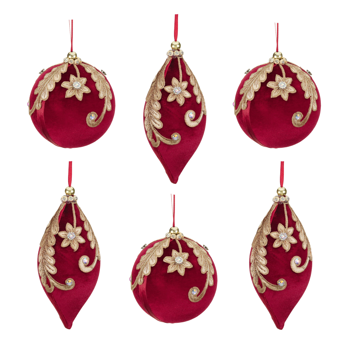Christmas Fairytale Velvet Jewel Bauble 17cm (Set of 6)