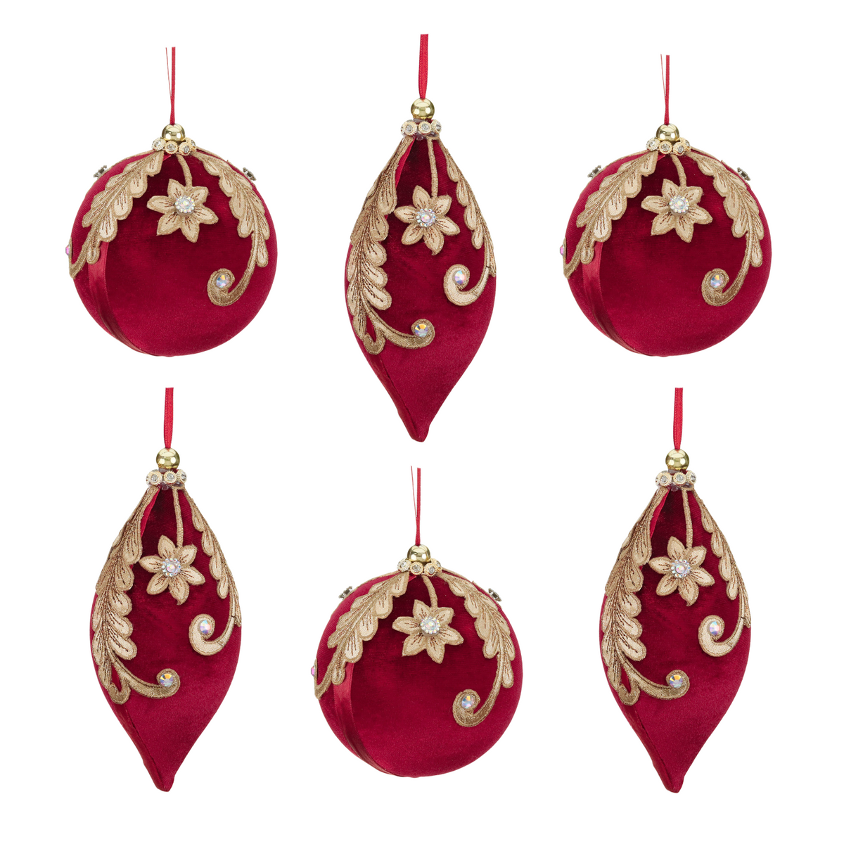 Christmas Fairytale Velvet Jewel Bauble 17cm (Set of 6)