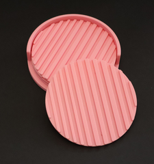 Raised Striped Round Coasters w/ Holder