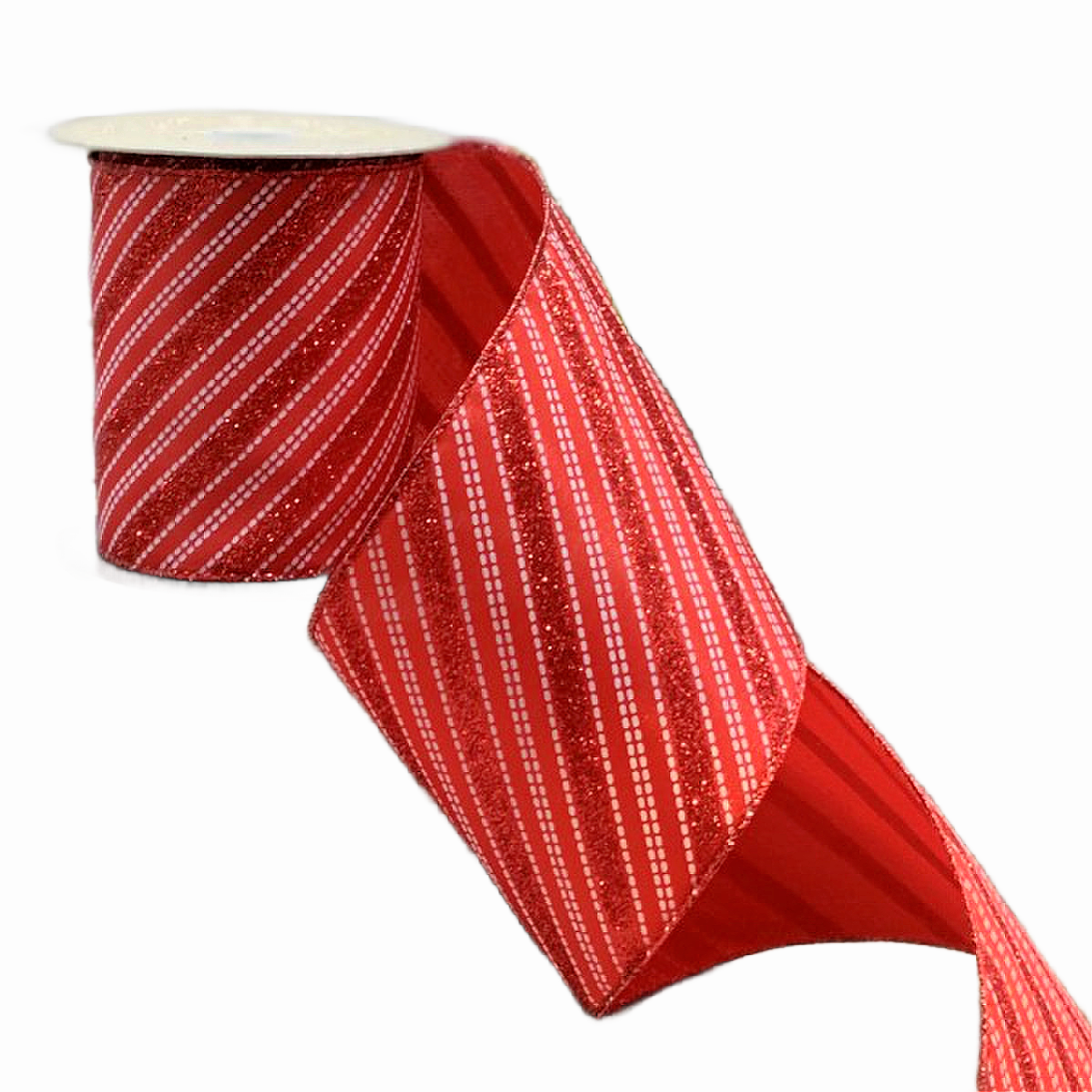 Candy Cane Glitter Stripe Ribbon 4 x 10yds