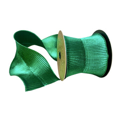 Fluted Metallic Emerald Lamé Ribbon 5 x 10yds
