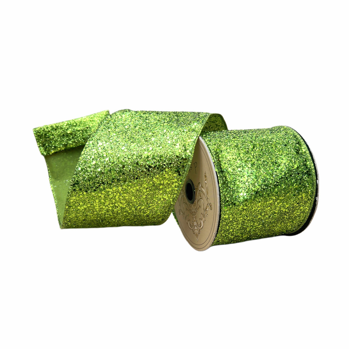 Festive Green Glitter Ribbon 4 x 10yds