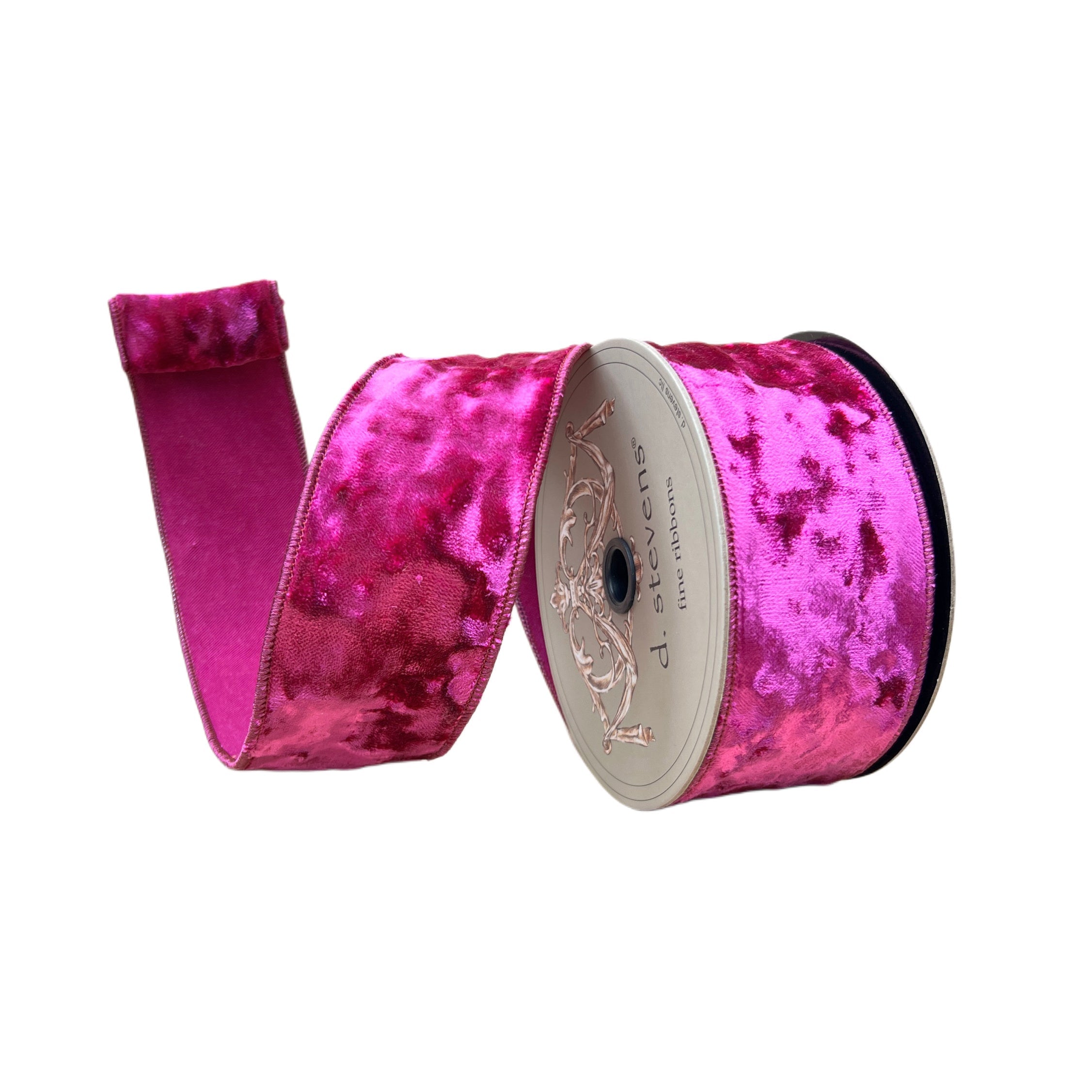 Fuchsia Crushed Velvet Ribbon 2.5 x 10yds