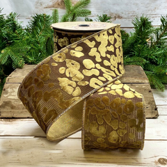Golden Leopard Jacquard Ribbon 4 x 10yds