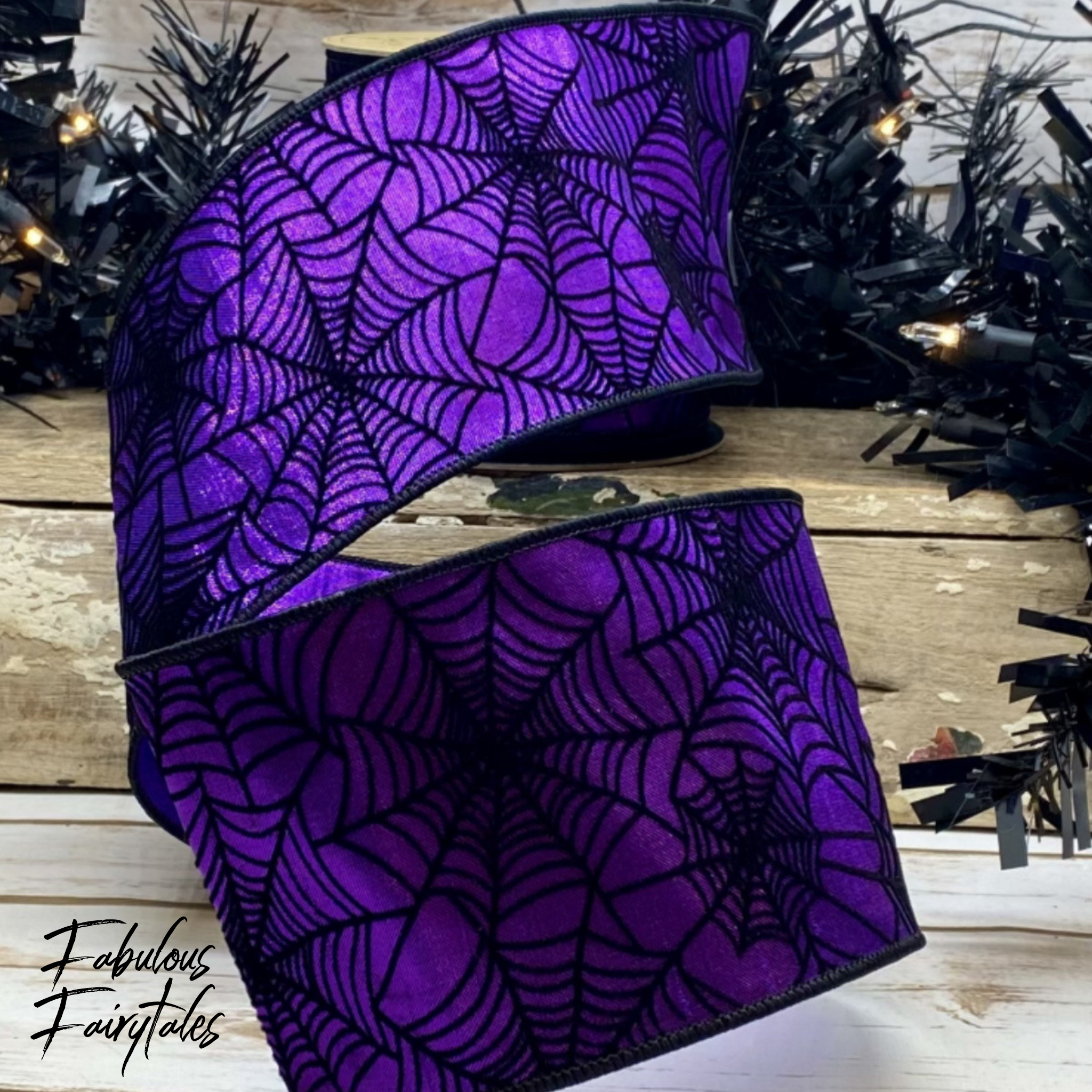 Metallic Purple Spider Web Ribbon 4 x 10yds