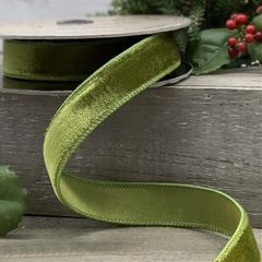 Moss Green Velvet Ribbon 1 x 10yds