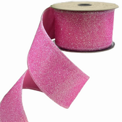 Raspberry Pink Sugar Glitter Ribbon 2.5 x 10yds