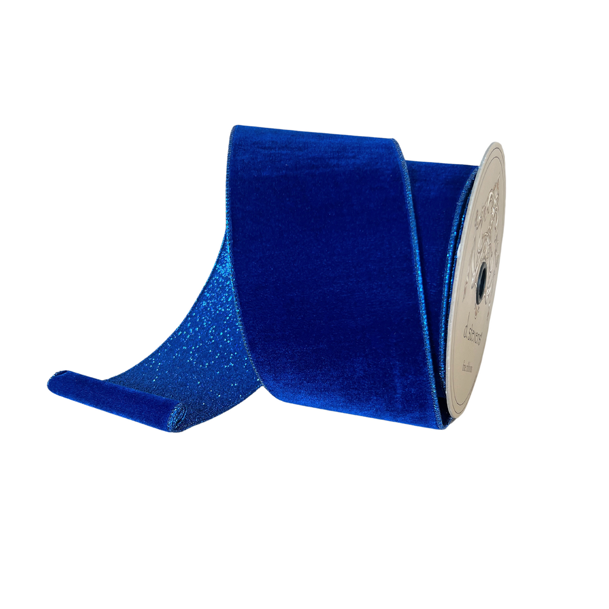 Royal Blue Velvet Glitter Ribbon 4 x 10yds