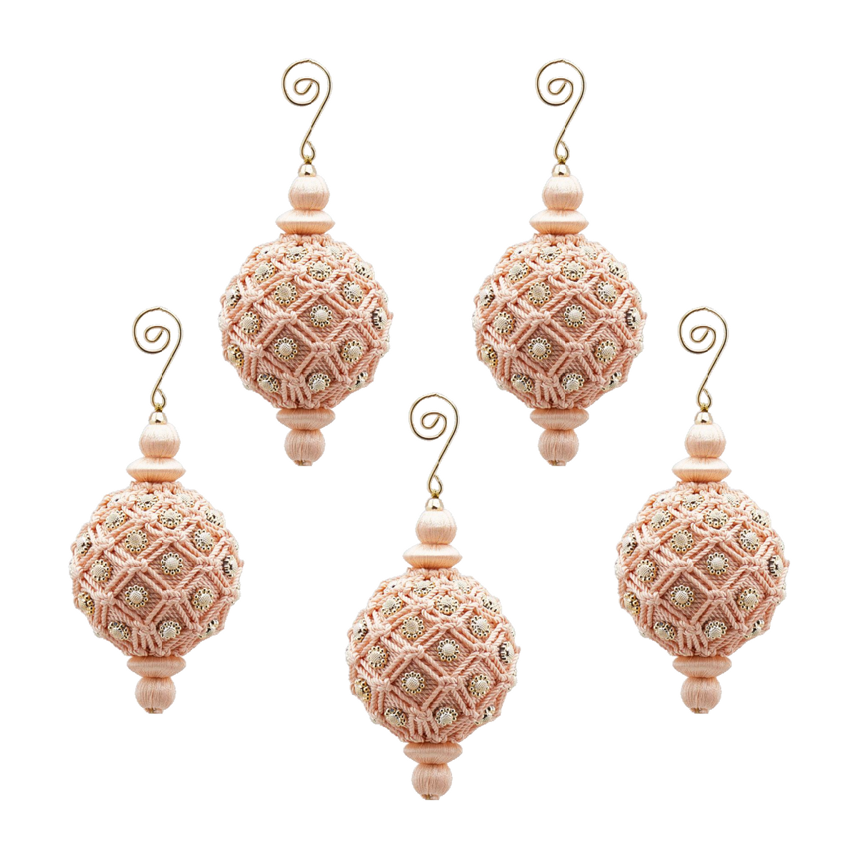 Blush Pink Macrame Baubles 28cm (Set of 5)